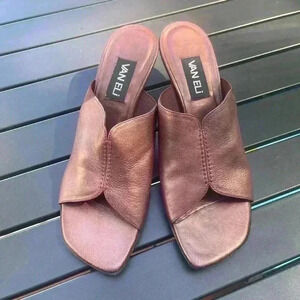 Van Eli Leather Burgundy Low Heel Sandals Size 9.5